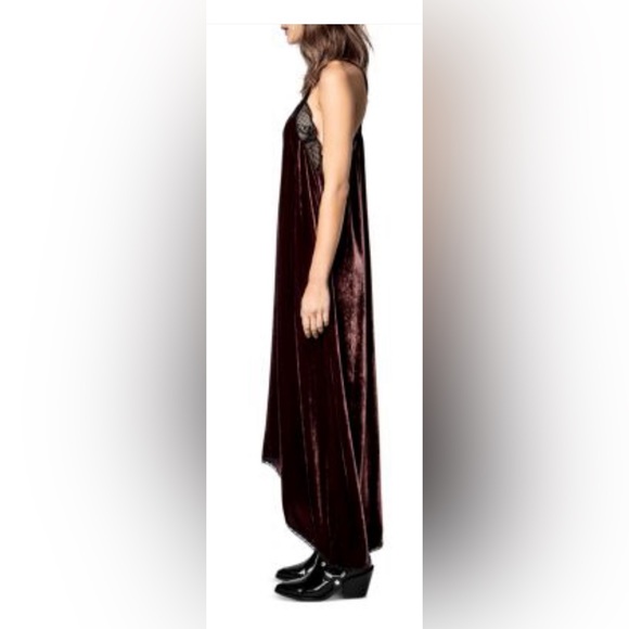 ZADIG & VOLTAIRE zadig & voltaire Risty Velvet Slip Dress color BORDEAUX - Picture 3 of 6